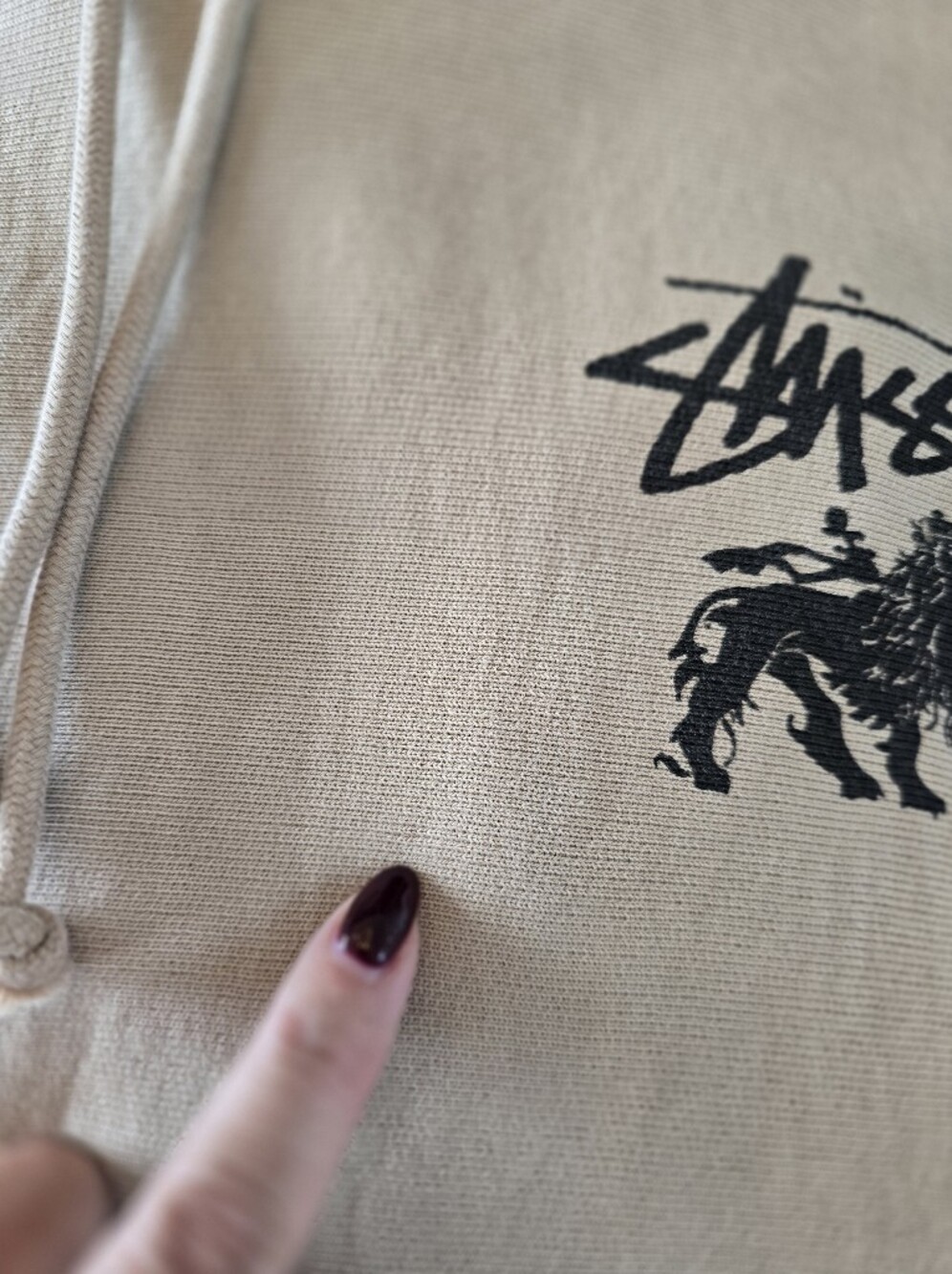 Stussy Men's Beige Logo Hoodie - Size Large - Picture 7 of 7